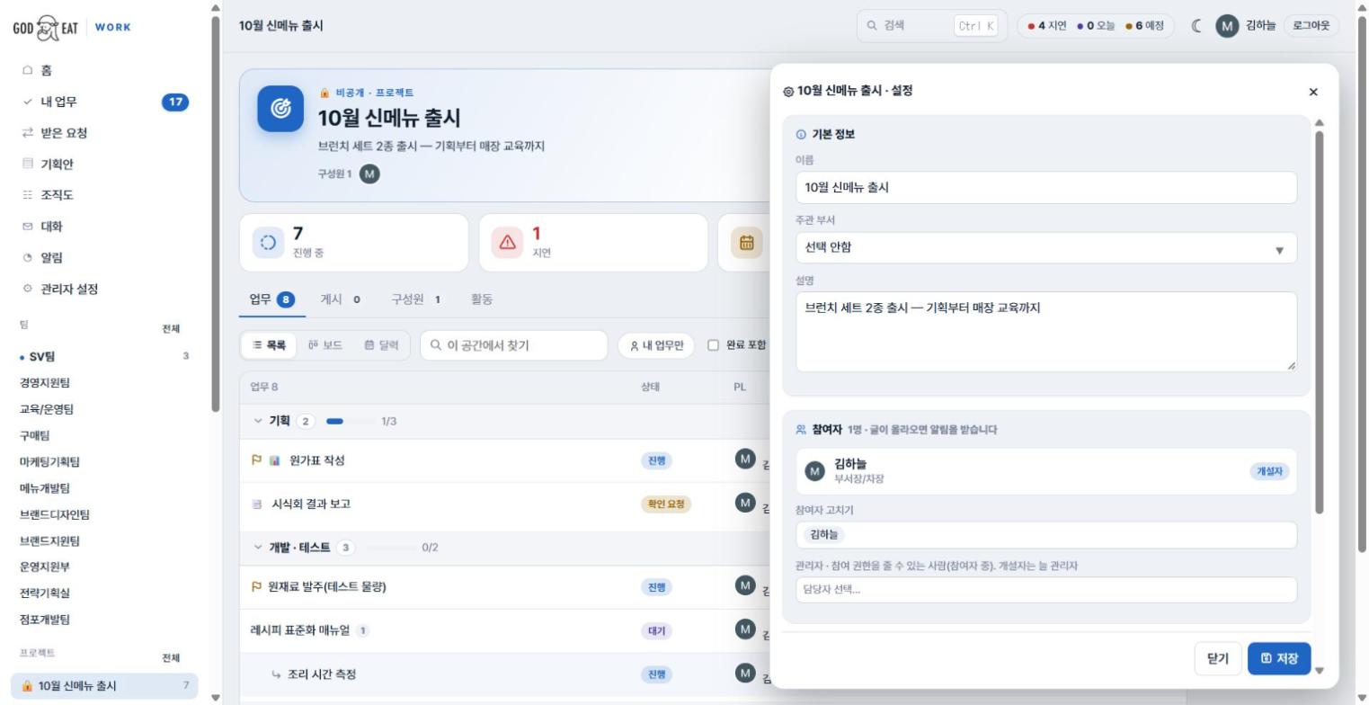 공간 설정 패널 — 기본 정보와 참여자